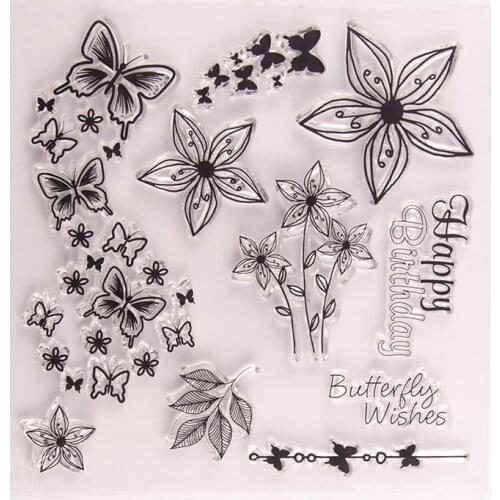 2020 butterfly flower Clear Stamps DIY Scrapbooking Craft Supplies Silicone Seal Custom Photo Album ink pad Stamping