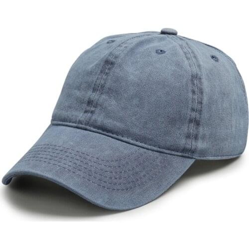 Vintage Washed Denim Adjustable Dad Hat Solid Color Cotton Twill Baseball Cap Casual Sun Cap Breathable Summer Hat