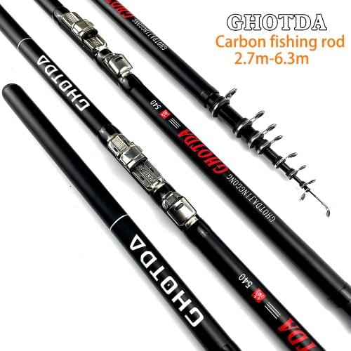 GHOTDA High Quality Carbon Fiber Spinning Fishing Rod Telescopic Rock Fishing Rod Carp Feeder Rod Travel Boats Sea 2.7-6.3M