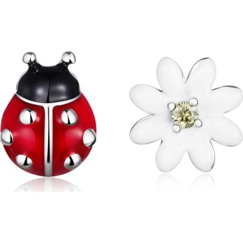 DISINIYA Silver 925 Original Fashion Pure Silver Ladybug Earrings Womens Boutique Jewelry Wholesale ESCE26917