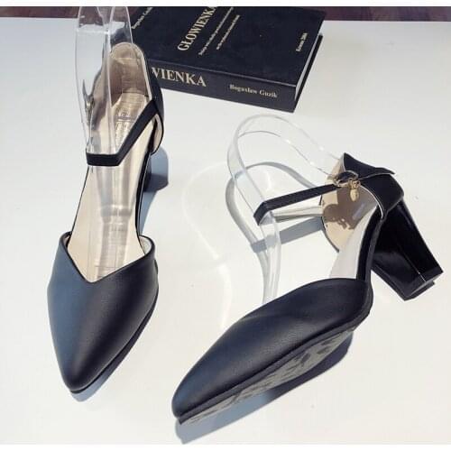 New elegant heel black PU leather Female fashion heeled shoes comfortable and simple high heels elegant woman high heels U22-59