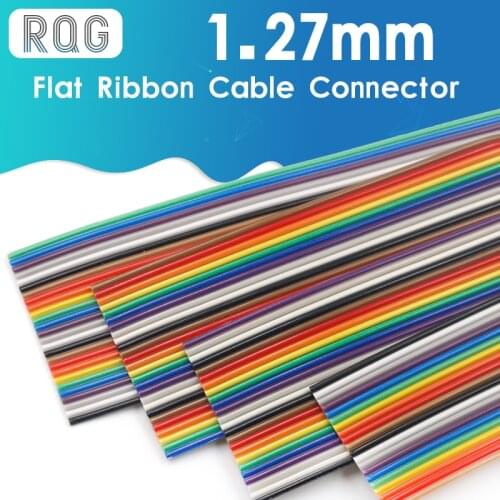 1Meter 10P/12P/14P/16P/20P/26P/34P/40P/50P 1.27mm PITCH Color Flat Ribbon Cable Rainbow DuPont Wire for FC Dupont Connector