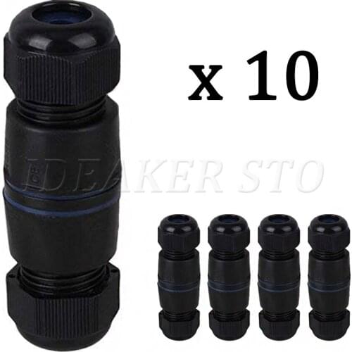 10PCS LAN IP68 Ethernet Protection M25 Black Stuffing Locknut Plastic RJ45 UnShielded Waterproof Gland Connector Double Cable