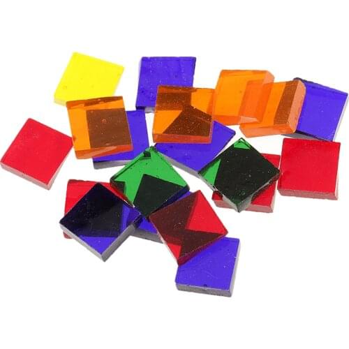 320g Assorted Color Square Clear Glass Pieces Mosaic Tiles for DIY Mosaic Making Craft Supplies 10x10mm