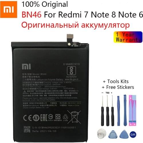 Original Replacement Battery BN46 For Xiaomi Redmi Note8 Note 8T 8 Redmi 7 Redmi7 Note 6 Note6 Genuine Phone Battery 4000mAh