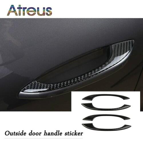 Atreus 4pcs For Porsche Macan Accessories 2017 2018 2015 2016 Exterior Door Handle Pull Carbon Fiber 3D Car Stickers
