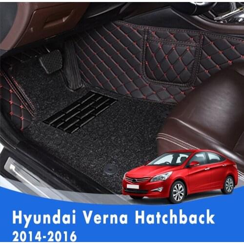 Custom Car Floor Mats For Hyundai Verna Hatchback 2016 2015 2014 Double Layer Wire Loop Car Accessories Decoration Carpet Cover