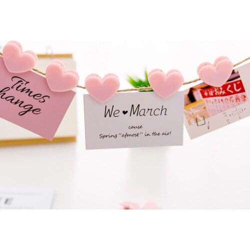 Free shipping 40pcs Japan South Korea Cute Girl Heart Photo Clip Love Heart Wing Clip Variety Sakura Anime Girl Pink