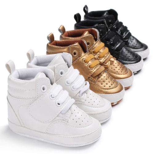 0-18M Toddler Shoes Baby Boy Girl PU Ankle Boots Crib Shoes Anti-slip Sneaker Anti-slip Sneaker High Shoes