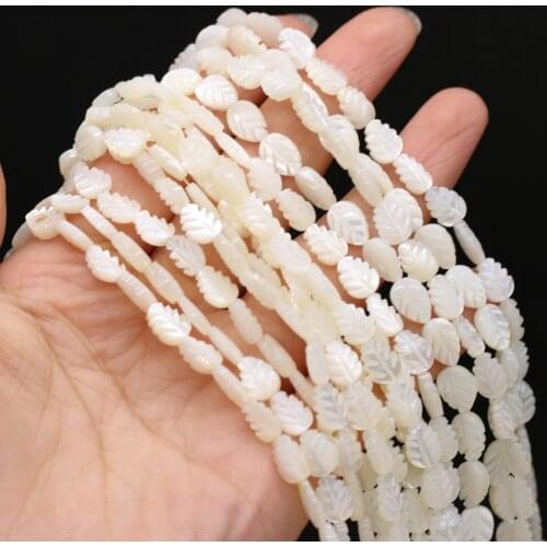 Fine Natural White Mother-of-pearl Shell Leaf Shape Beads Loose Spacer Bead for Jewelry Making Diy Women Bracelet Necklace Gifts