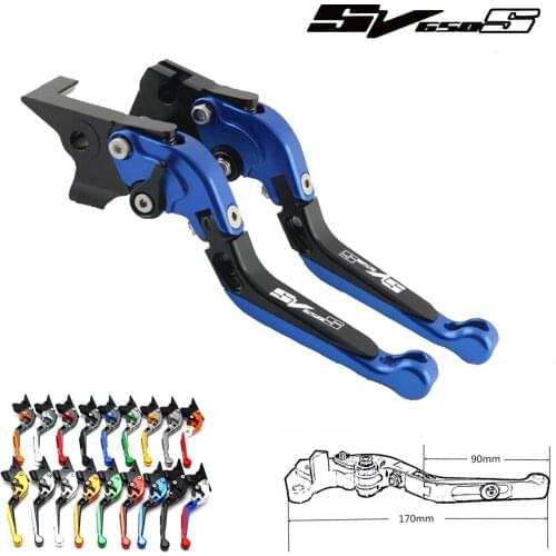 For Suzuki SV650S SV 650 S Logo CNC Adjustable Foldable Expandable Extensible Motorcycle Brake Clutch Tie Rod 1999-2009