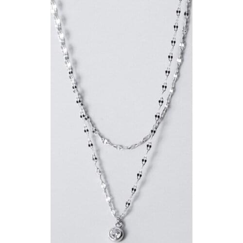 Double layer zircon lady temperament clavicle chain 925 silver necklace female Korean fashion simple necklace wholesale