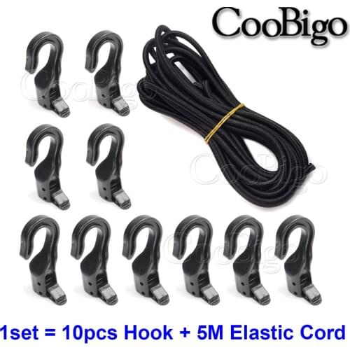 1set Heavy Duty Elastic Bungee Shock Cord Strap Stretch Plastic Hook for Car Luggage Tent Kayak Boat Canoe Bikes Rope Tie