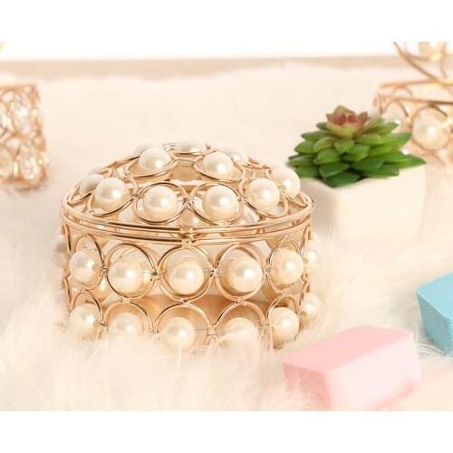 European creative personality crystal storage box makeup cotton foundation jewelry earrings storage box small candy box