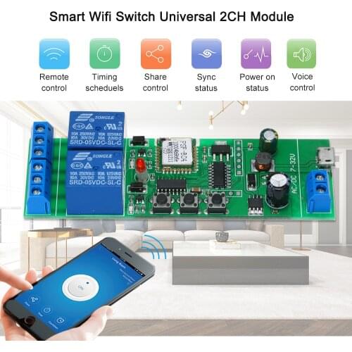 EWeLink Smart Wifi Switch Universal Module 2CH USB DC5V/7-32V Wireless Switch Timer Phone APP Remote Control for Smart Home