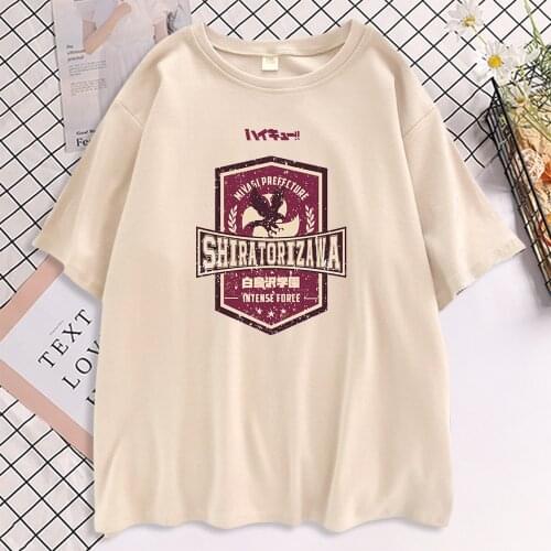Women Haikyuu T Shirts Shiratorizawa High School T-Shirts Oversized T Shirt Volleyball Club Short Sleeve Tee Round Neck Tops