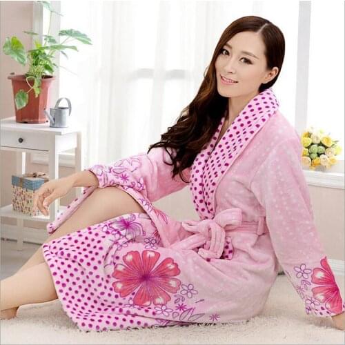 Coral fleece robe thickening lovers robe comfortable soft flannel bathrobe lacing sleepwear