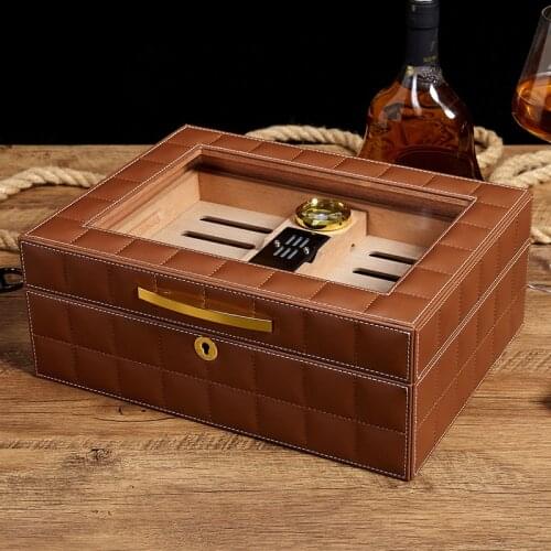 Cedar Wood Cigar Travel Humidor Box Portable Cigar Case W/ Humidifier Hygrometer Cigar Humidor Sigaren Box For COHIBACigars