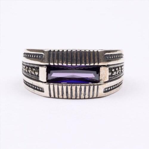 Handmade Mans Zircon Purple Gemstone Ring, Mans 925 Silver Ring, Zircon Ring, Silver Handmade Ring,Zircon Ring