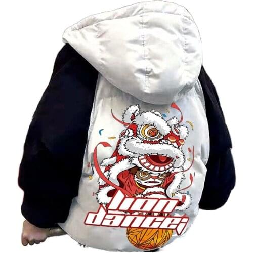 Plush tide cotton padded jacket mens tide national tide Chinese style hip hop loose fashion couples clothes Hooded Jacket