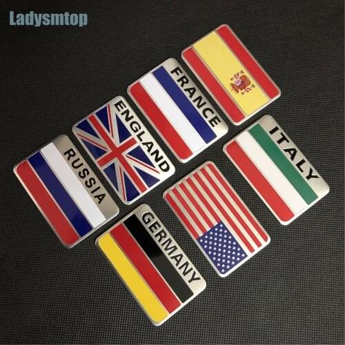 Ladysmtop Car-styling Aluminum Alloy British England UK Flag Badge Sticker Emblem Decal Sticker USA flag Germany Russian Flag