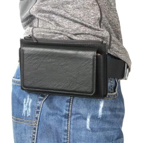 Multi-functional purse belt 5.5" mobile phone Case, zipper three pocket bag protection cover for Nomu S10 Gretel S55 AGM X1 Mini