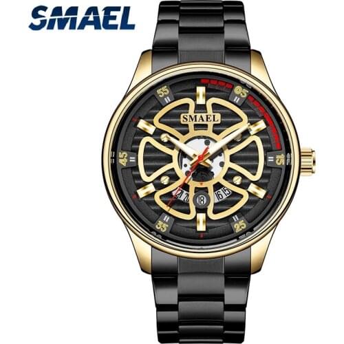 SMAEL Japan Movement Quartz Watch Luminous Hand Waterproof Automatic Update Date Fashion Casual Style Mens Watch