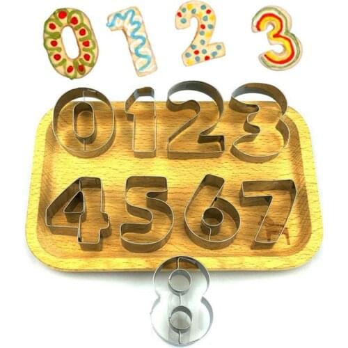 9-piece Set Of Stainless Steel Baking Biscuit Cutting Vegetables And Fruits Digital Steamed Bread Mold DIY Cookie Shape