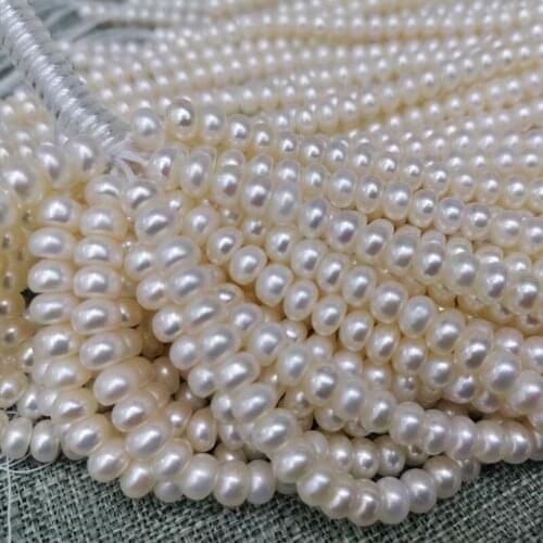AAA Bread shape white pearls wholesale freshwater pearl strings 5-6mm loose beads