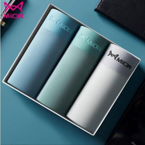 MiiOW Mens Underwear Pure Cotton Flat Angle Graphene Antibacterial Traceless Shorts Mens Anti Mite Flat Angle Pants Breathable