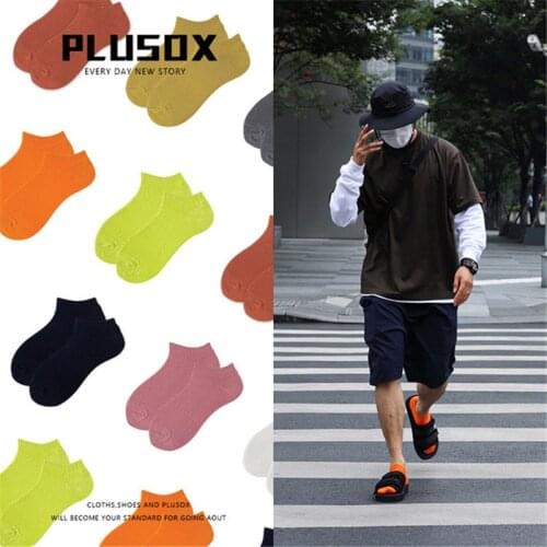 Plusox Spring Summer Solid Color Fashion Women Men Cotton Socks Ami Kaji Harajuku Ins Street Fashion
