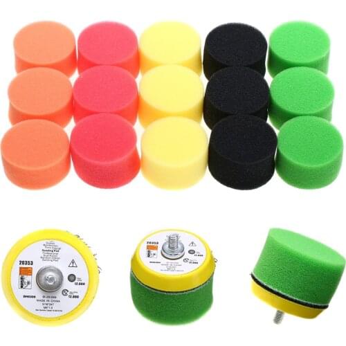 2019 New 16pcs/Set Flat Polishing Puff Pad Plate Sponge Kits Mayitr Air Car Polisher Sander Power Tools M6x1 2inch