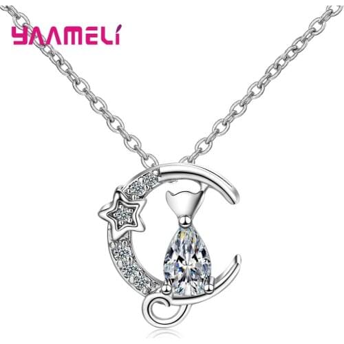 New Trend 925 Sterling Silver Necklace Pendant Cute Animal Heart Cubic Zircon Pearl for Women Girl Gift