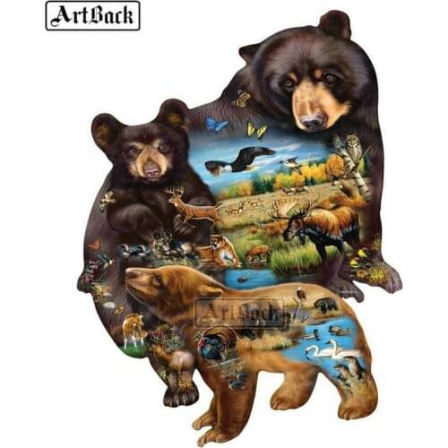 New arrival 5d diy diamond painting black bear animal full square drill rhinestone 3d diamond embroidery mosaic artwork