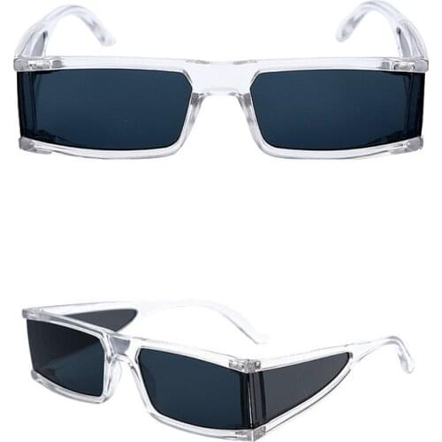 Fashion Rectangle Small Glasses Women Mirror Silver Black Clear Lens One Piece Punk Men Women Driver Goggles