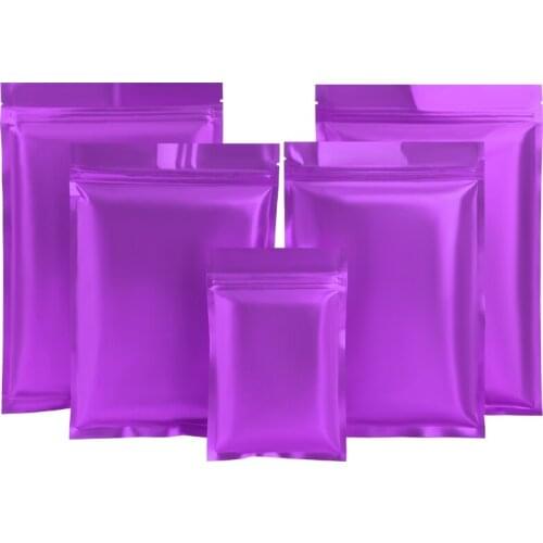 Wholesale 100pcs Flat Bottom Matte Purple Aluminum Foil Zipper Bags Heat Sealing Capsule Powder Nail-tips Cosmetics Socks Bags
