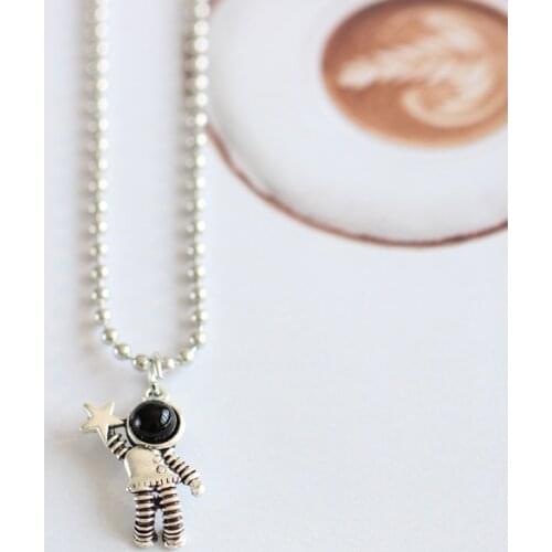 Couple Cute Astronaut Necklace Girlfriend Student Gift Lovely Alloy Pendant #8629