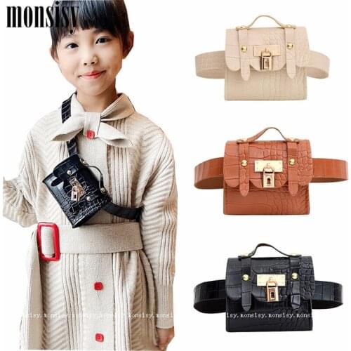 Monsisy 2021 New Girl Waist Bags For Women Mini Fanny Packs Fashion PU Crocodile Pattern Ladies Kids Chest Bags Gift Wasit Bolsa