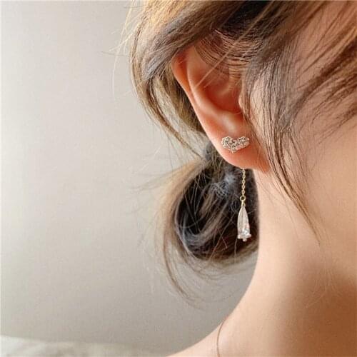 Luxury Shiny Zircon Heart Pendant Earrings Woman‘s New Fashion Korean Jewelry Christmas Party Sexy Girls Unusual Earrings