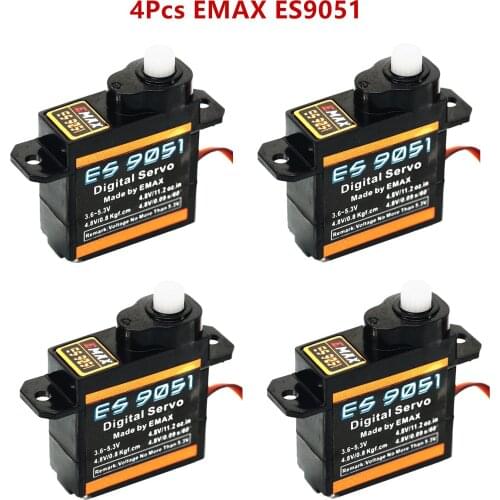 4pcs/lot 100% Original EMAX ES9051 Servos High Sensitive 0.8kg Torque 4.3g Mini Digital Servo for EPP 3D F3P Airplane