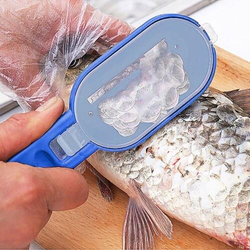 Fish Skin Brush Fast Remove Fish Scale Scraper Planer Tool Fish Scaler Fishing Knife Cleaning Tools Kitchen Cooking Accessories