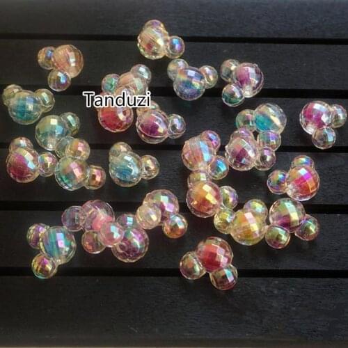 Tanduzi 50PCS Cute Mouse Acrylic Colorful Crackle Bead With Hole For Diy Hair Headwear Cellphone Decoration