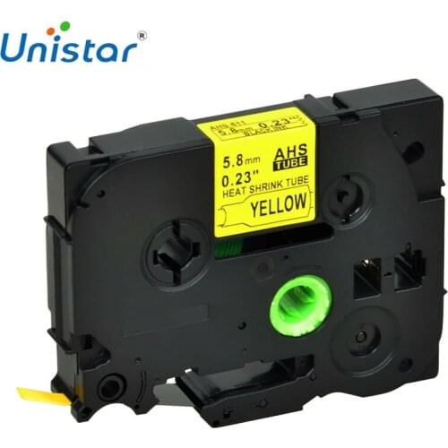 Unistar HSe-611 compatible with Brother Heat Shrink Tube 6mm X 1.5m White Yellow Label Printer HSE611