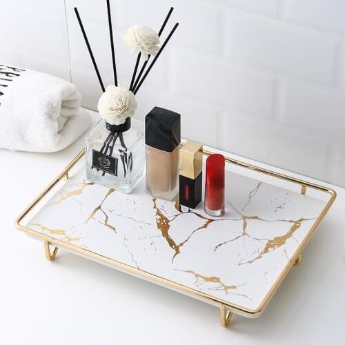 Bathroom Wash Storage Rack Cosmetic Storage Rack Storage Basket Desktop Marble Storage Tray Party Cake Tray Dessert Plate