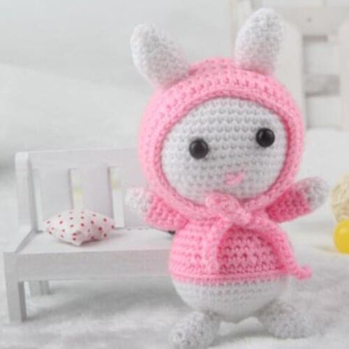 Pink Rabbit Amigurumi Crochet Kit Animal Stuffed Doll Material Package for Table Home Office Oraments