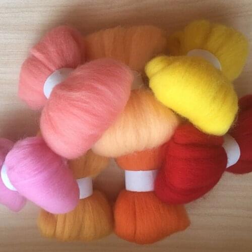 WFPFBEC felt 70g wool for felting needle wool roving 10g each color total 7 colors merino wool fiber