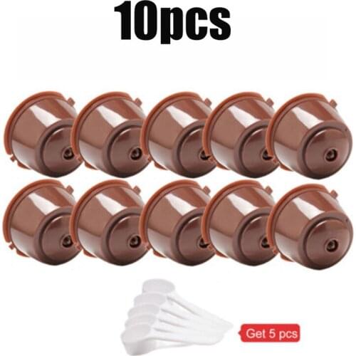 10/8/6/4/2 pcs/Packed Refillable Reusable Refill Capsule Pods For Nescafe Dolce Gusto Machine Coffee Capsule Pod Cup Brown Color