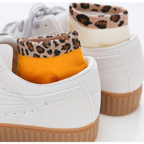 10 Pairs / Bag New Womens Socks Cotton Boat Socks Female Leopard Pattern Shallow Mouth Invisible Socks Ladies Boat Socks