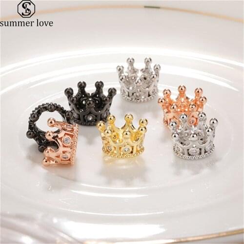 10Pcs/Pack High Quality Brass Crown Inlaid Zircon Charms for Jewelry Making Bracelet Necklace Pendant