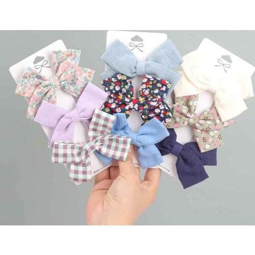 2/3/4/5 Pcs/Set Baby Flower Lattice Bows Hair Bow Clips Kids Girl Hairpins Dot Children Clip Barrettes Baby Hair Accessories